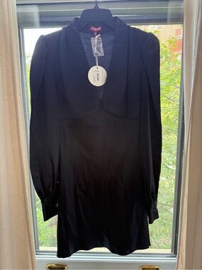 STAUD Black Sparkle Mini Dress with Label Detail. New. With tags. Navy.